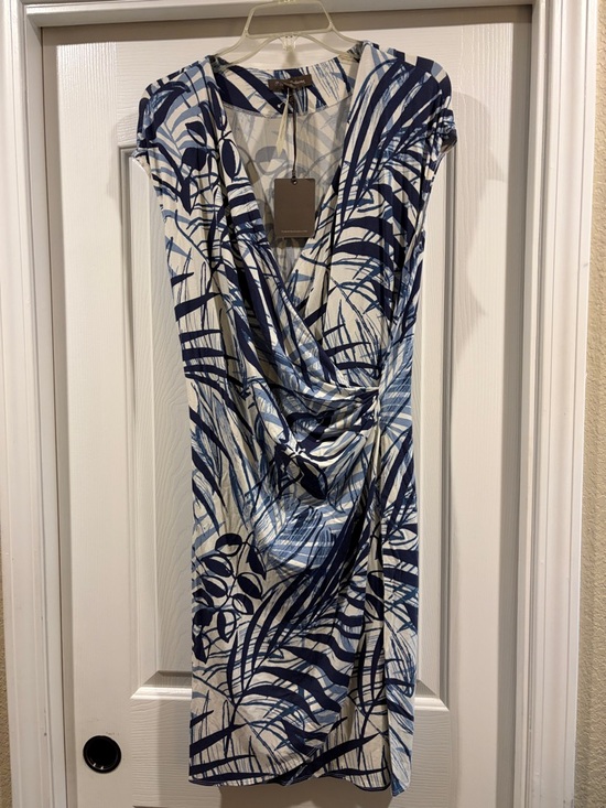 Tommy Bahama Dresses & Skirts - Tommy Bahama Blue and White Palm-Print Midi Dress